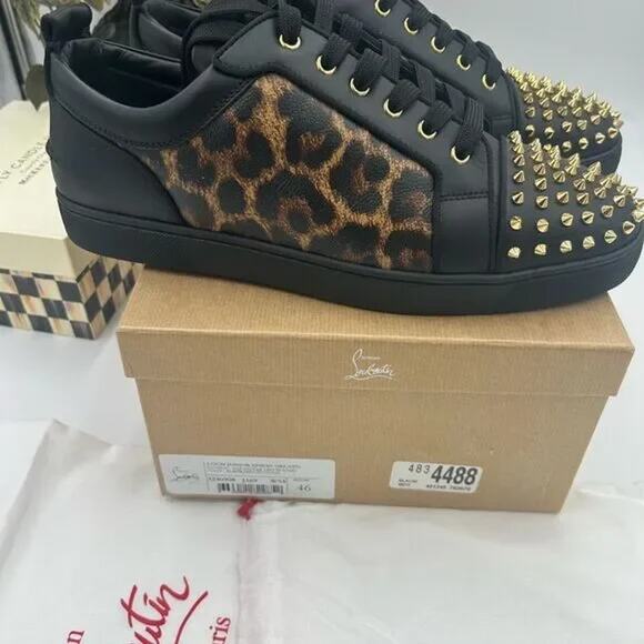 Men's Christian Louboutin, Louis Jr Orlato flat spikes size 46 made in Italy - Picture 4 of 7